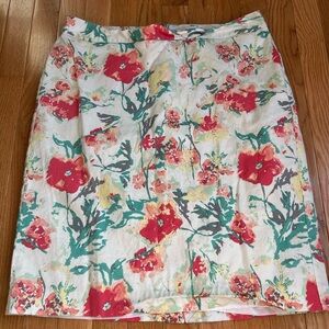 Van Huesen Women’s Floral Lined Skirt Size 14 White Pencil Skirt Knee Length